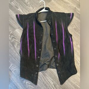 Vintage black & purple vest lace up sides- estimate of S/M - see measurements